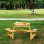 Table de pique-nique pour 6 personnes avec trou pour parasol et 3 bancs intégrés - Étanche, imperméable, bois naturel pour l'extérieur, bancs spacieux, porche de jardin-262383363