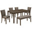 Ensemble de table de salle à manger 6 pièces avec banc et chaises
