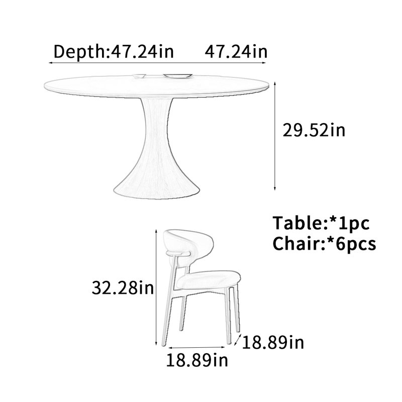 Table de salle à manger Log, H 29,52 po x L 47,24 po x l 47,24 po