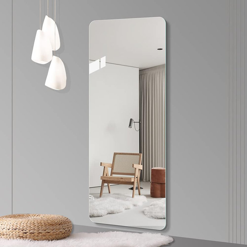 Sleek Frameless Round Corner Full Body Mirror - 5Mm Hd Silver Mirror With Explosion-Proof Glass, Wall-Mounted Space-Saving Mirror For Living Room, Bedroom & Cloakroom (Anti-Oxidation, Safe Design)