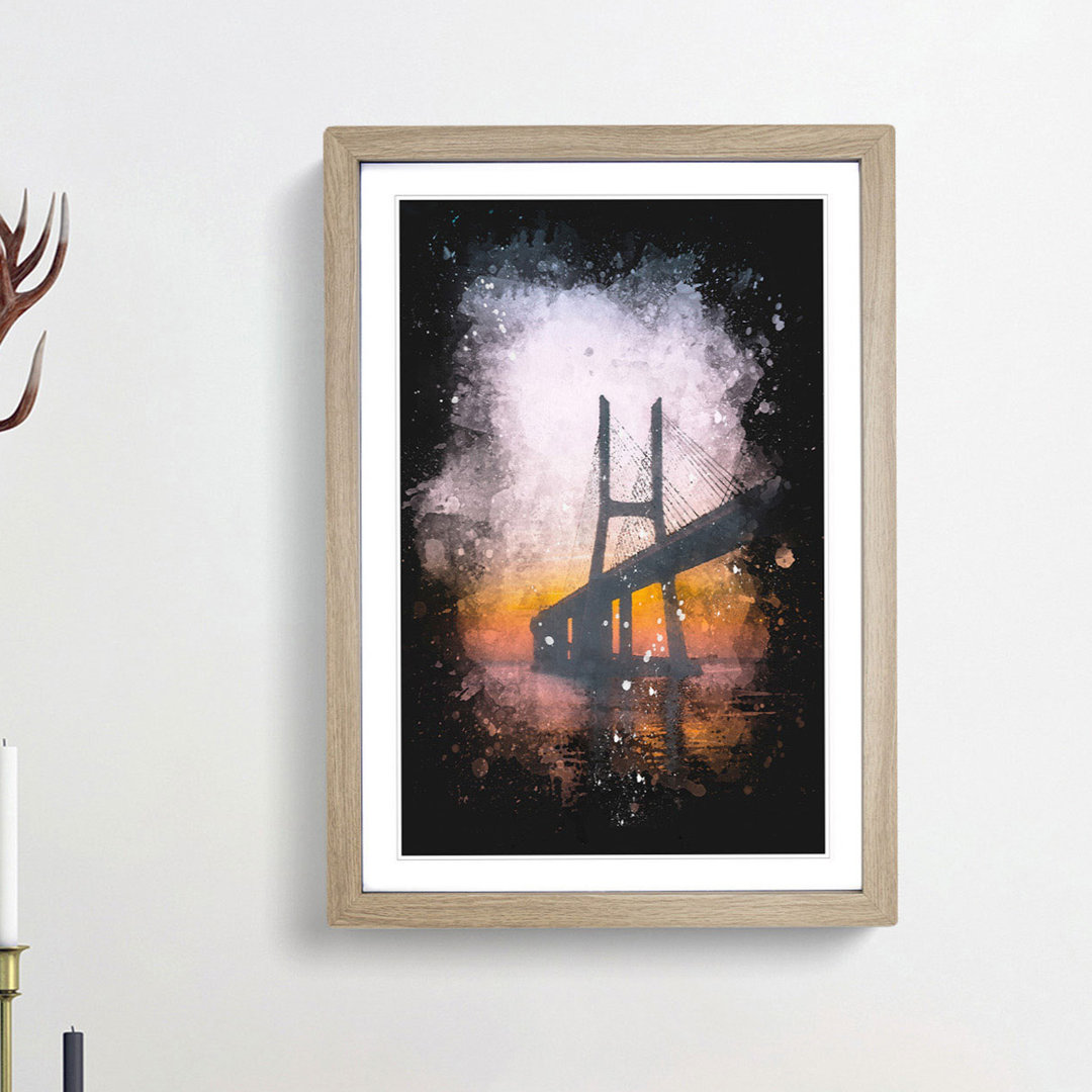 Vasco Da Gama Bridge in Portugal Abstract - Framed Print