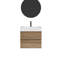 Meuble-lavabo mural, aspect chêne brut, lavabo en quartz blanc, tiroirs silencieux, finition à base d'eau de qualité E0, meuble-lavabo moderne de 24,16 po de hauteur avec panneau grillagé, trous de drainage en forme de U,