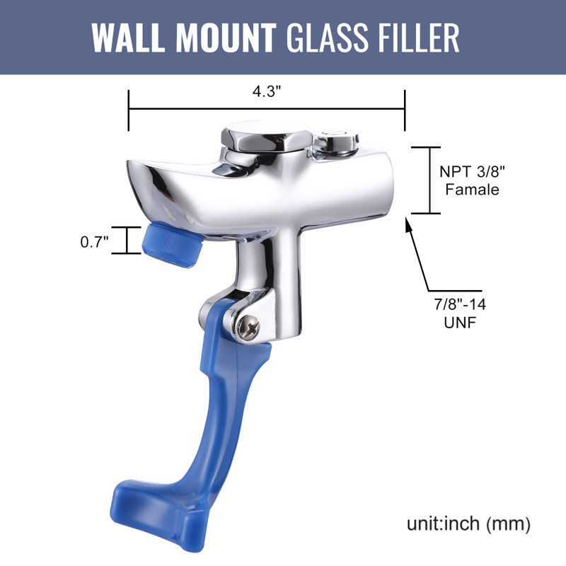 Brass Commercial Wall Mounted Pot Filler Faucet, Push-Back Water Bottle Filling Station Male Inlet