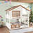 Full Size Pine Wood Bunk Bed Loft with Bookshelf & Safety Rails House Design Kids Bed-2124649897