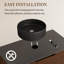 Meuble-lavabo mural moderne 36 po avec lavabo vasque noir, armoire en bois nervuré avec comptoir noir mat - conception d'inspiration Mid-Century pour les petits espaces
