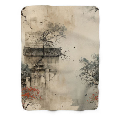 Asian Architecture - Couverture sherpa de qualité supérieure 1 pièce
