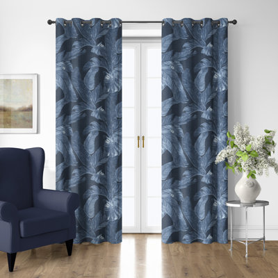 Palomino Denim Cotton Grommet Top Drapery Panel Set of 2