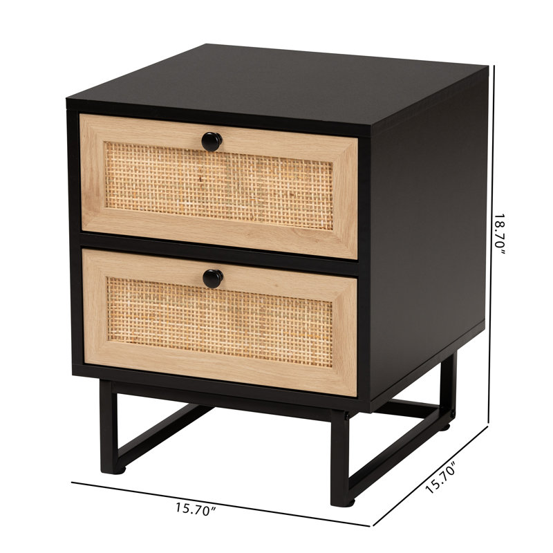 Asleigh 15.7'' W 2-Drawer Nightstand in Espresso Brown