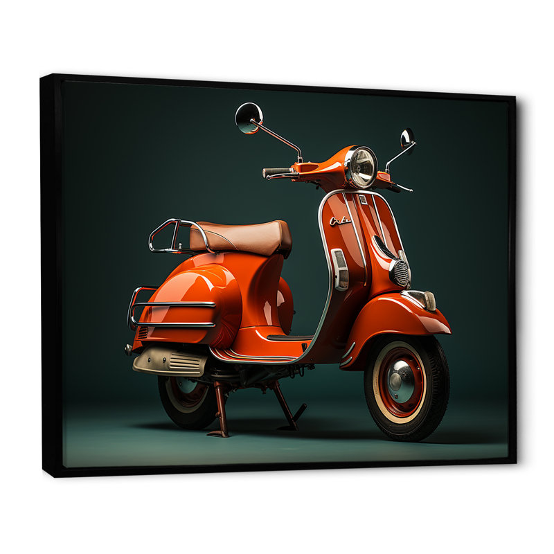 «Retro Scooter Adventure II», reproduction sur toile, Cadre flottant noir, H 24 po x l 32 po x P 1 po