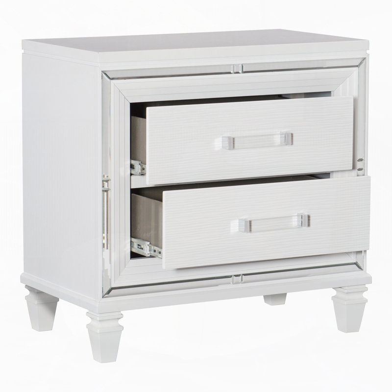 Ensemble de 2 tables de chevet en bois d'ingénierie blanc, Blanc, Ensemble de 2