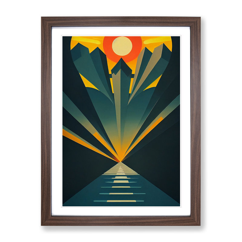 XV1022-761X Sunset No.2 - Single Picture Frame Print, 46cm H x 34cm W x 2cm D, Walnut