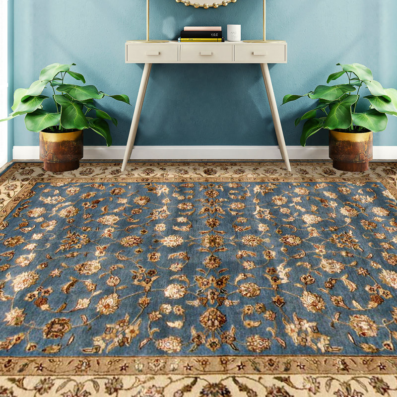 Tapis beige noué à la main de haute qualité