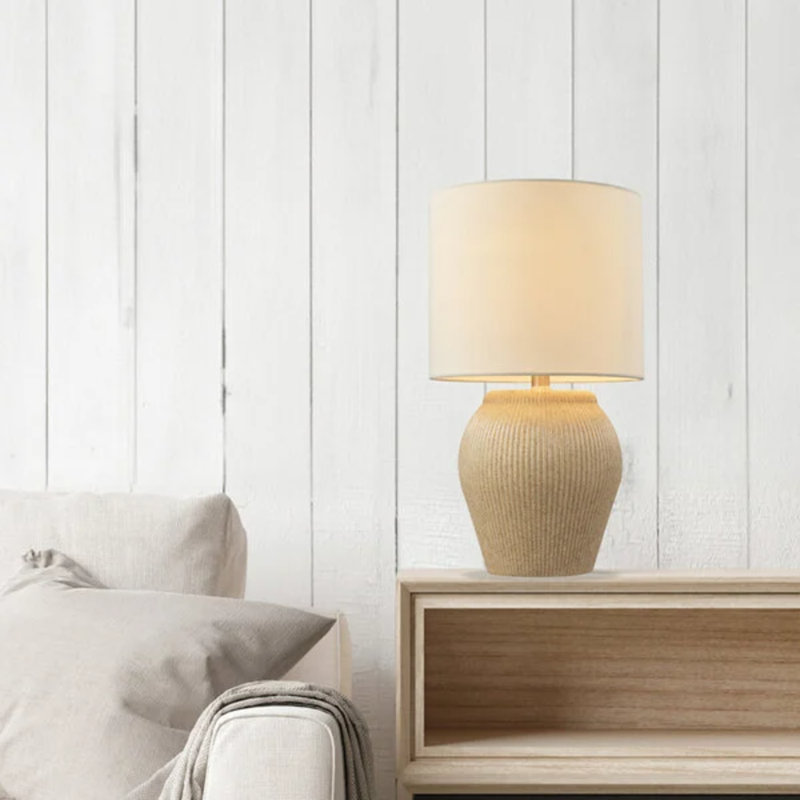 Lofty Chic Soft Beige Ceramic Table Lamp