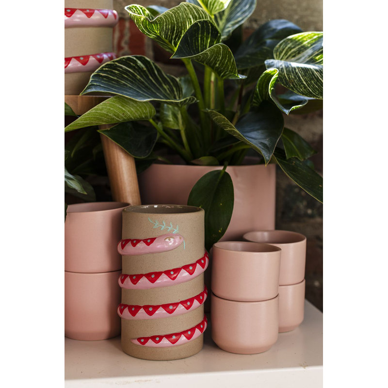 Vase Cerveny, H 8,25 po x l 6,25 po x P 6,25 po