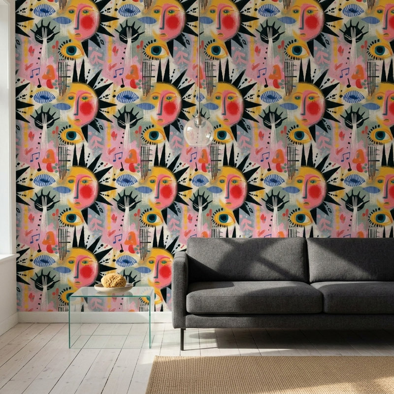 Papier peint abstrait moderne avec décoration murale lumineuse, Peler et coller