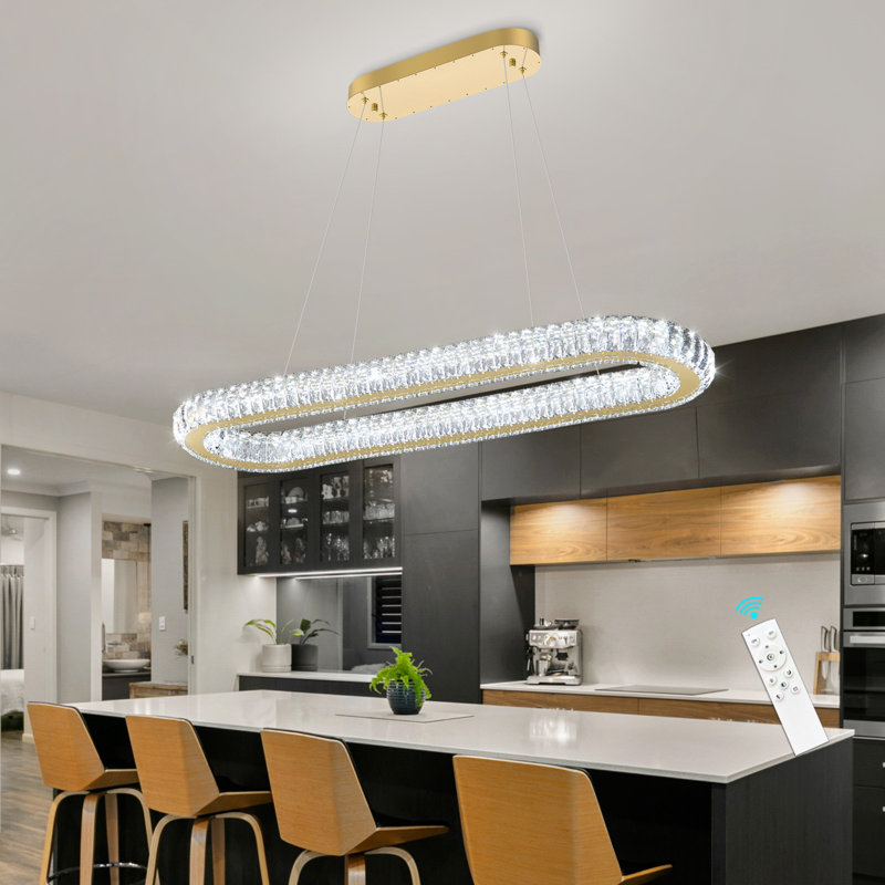 Modern Dining Table Led Chandelier Crystal, Gold