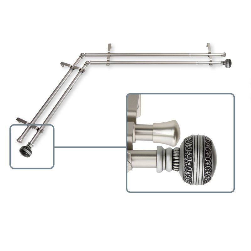 Tringle à rideaux d'angle pour fenêtre double, L 48 po x l 84 po, Nickel satiné