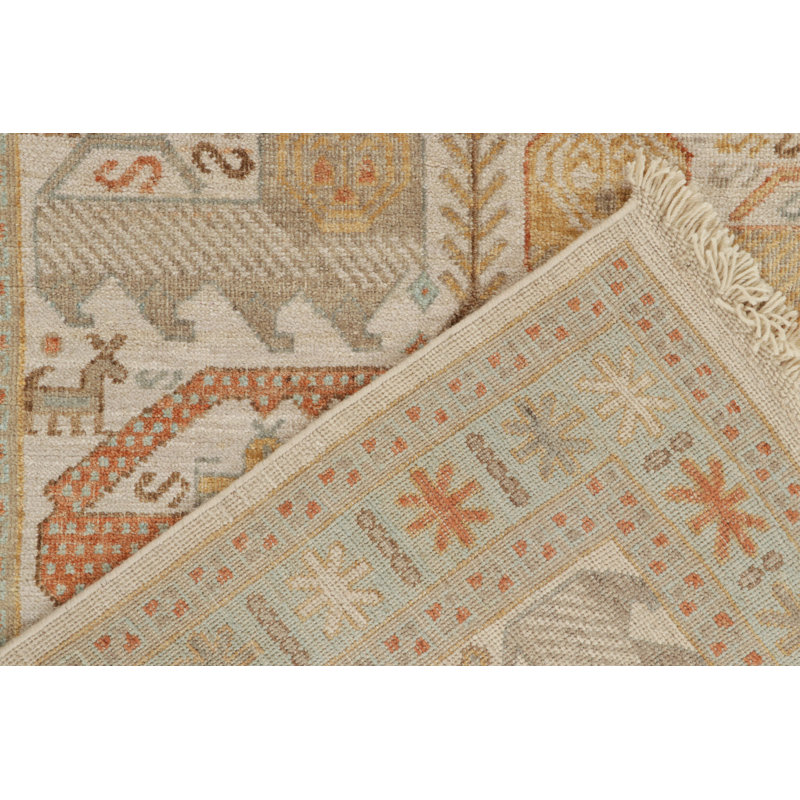 Rug & Kilim’S Tribal Rug In Beige-Brown, Blue And Red Pictorials, Rectangle 6' x 8'