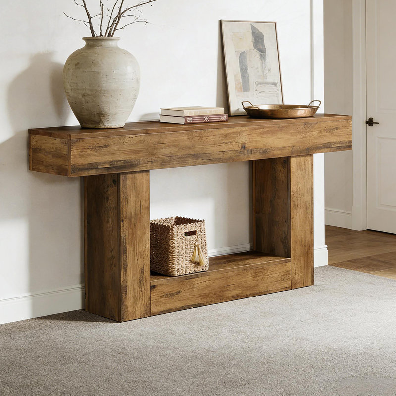 2-Tier Hall Table,Sofa Table,Console Table, Rustic Brown