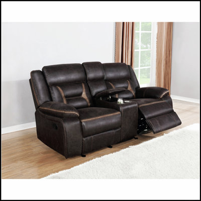 Brazelton Upholstered Glider Loveseat With Console, Manual Recline, And High-Performance Leatherette For Modern Comfort