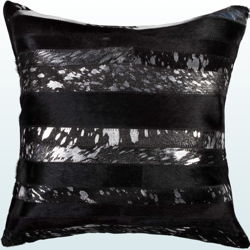 Coussin Kobe à Torino par Trio, Argent / rayures noires, Coton
