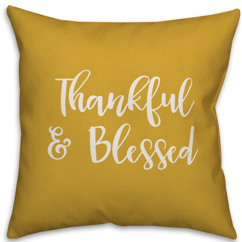  Oreiller «Thankful and Blessed», Moutarde, Coussin décoratif