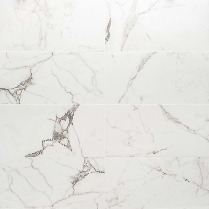 Dreamstone 12X24 Polished Porcelain Tile, Statuario Venato Polished
