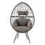 Chaise de patio gris clair et noir avec coussin rembourré, chaise