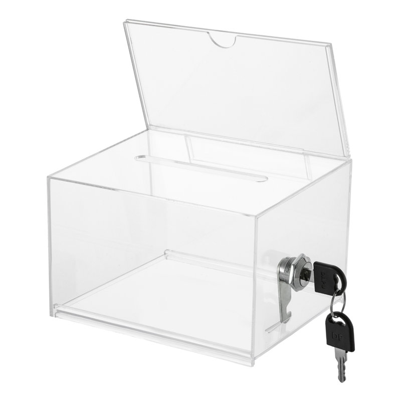 Clear Acrylic Box 6.22'' W Suggestion Box W/ Lock