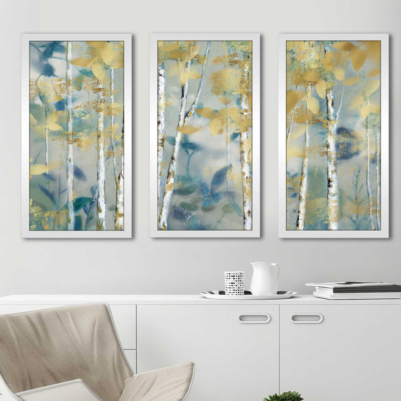 «Gilded Forest I» par Nan - cadre photo 3 pièces, impression multi-pièces, L 40,5 po x H 25,5 po x P 1 po