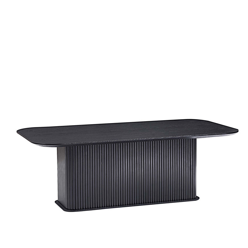 Wooden Rectangular Coffee Table with Solid Base, Black