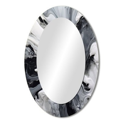 Black And Grey Harmony In Chaos - Black Oval Wall Mirror Decor