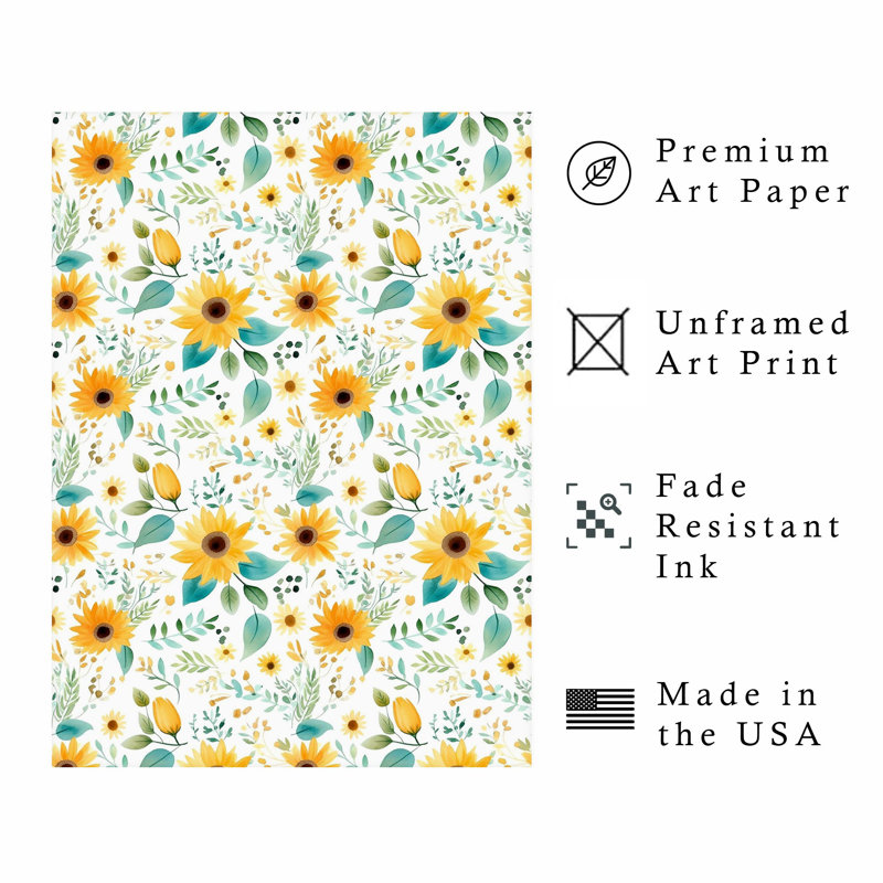 Motif de tournesols floraux III, 20" H x 16" W