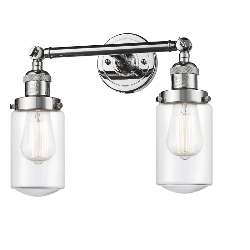 Éclairage pour salle de bain 2 lumières Saroyan, Ampoule incandescente rétro de 60 watts, Transparent, Nickel poli