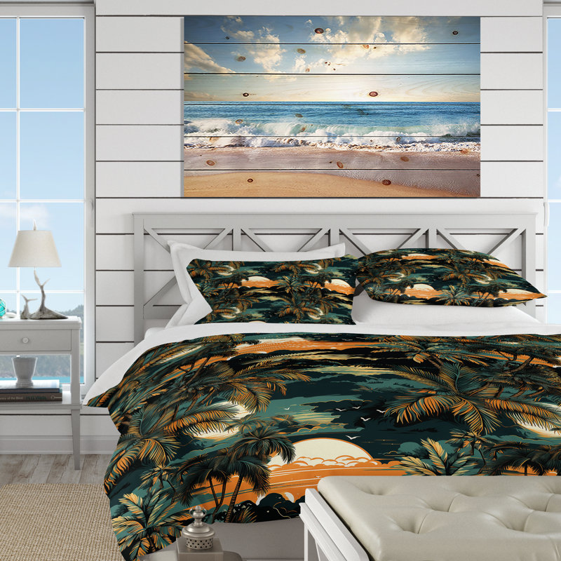 Ensemble de housse de couette Palm Breeze, Housse de couette pour très grand lit et 2 très