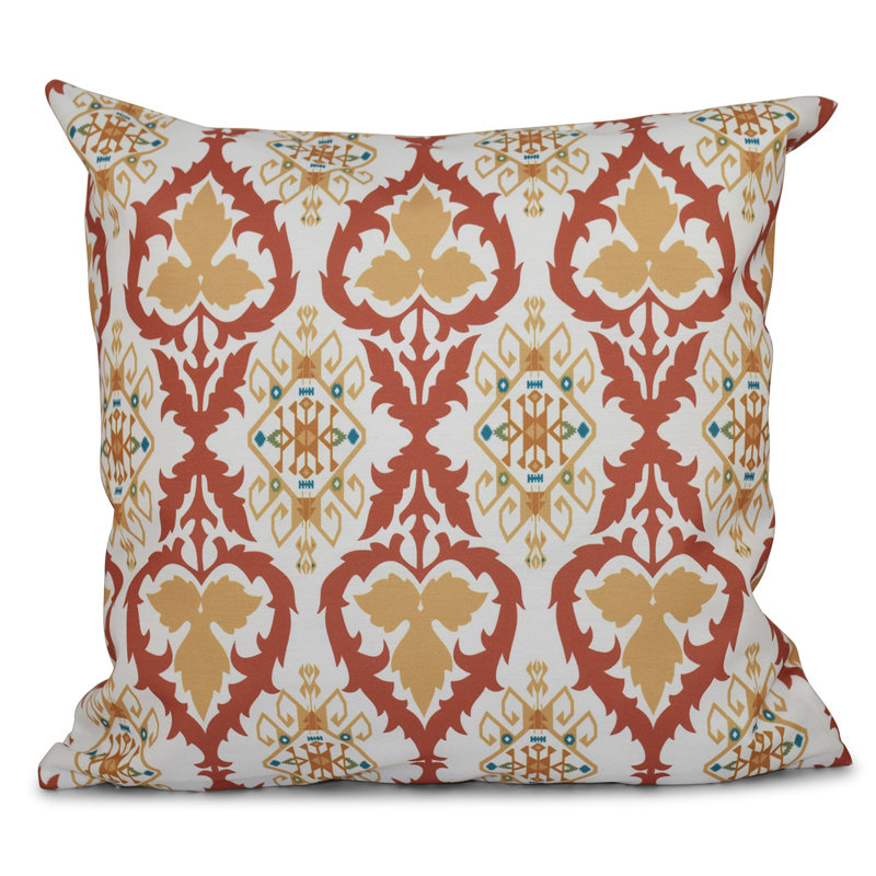 Happy Hippy Geometric Outdoor Reversible Throw Pillow, Coral, 16"x16"