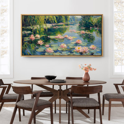 Impression sur toile encadrée de nénuphars dans la piscine
