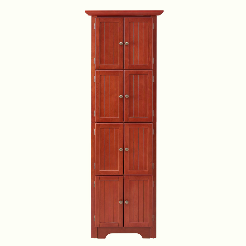 Armoire de rangement 4 niveaux 72 po avec 8 portes, Cerisier