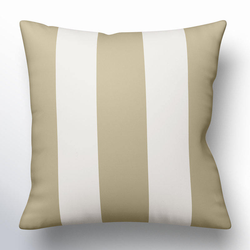 Athena Striped Outdoor Throw Pillow, 18" H x 18" W, Tan