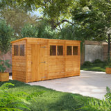 Powersheds 12 x 4ft Timber Overlap Pent Garden Shed