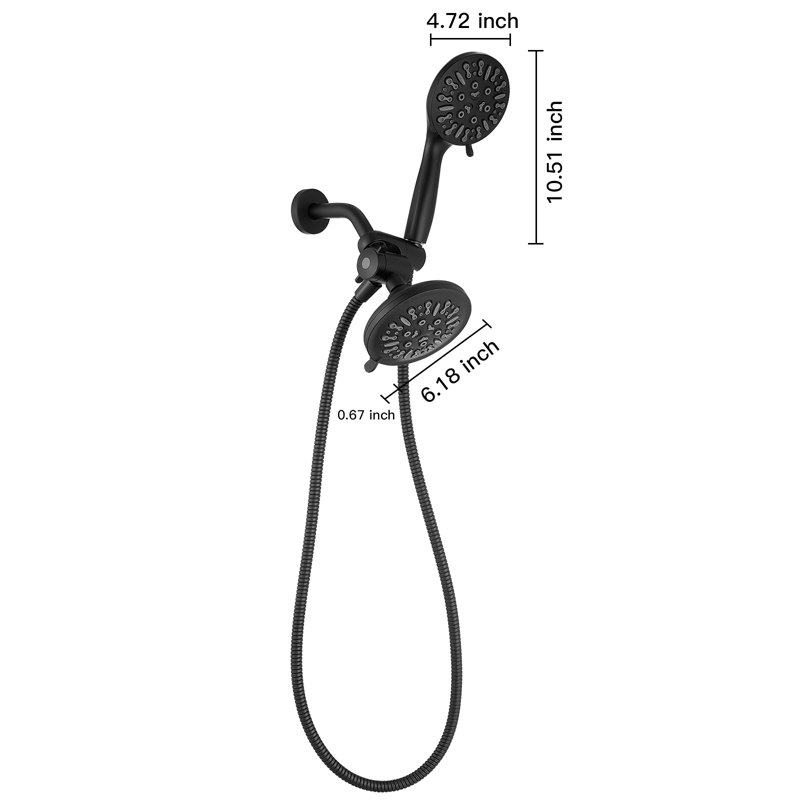 Pomme de douche double 1,8 GPM GPM, Noir mat