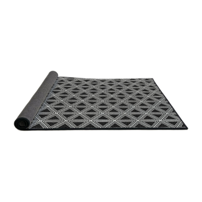Tapis noir/gris à motifs, Rond 3 pi