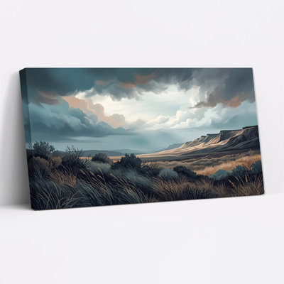 Dramatic Sky Over Rolling Hills And Grass Canvas Wall Art