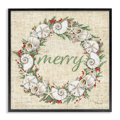  Shells & Holly Merry Framed Giclee Art by Paul Brent