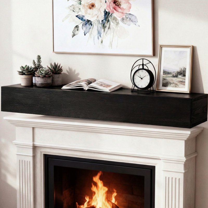 Rustic Wood 48-inch Fireplace Floating Shelf For Winter Home Decor 9-inch Thick 50-lbs Static Load Invisible Hang 48" With 9" Thickness And 50 Lbs Bracket