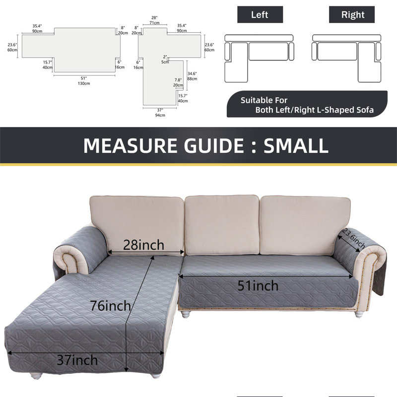 Housse de canapé modulaire en L imperméable, housse réversible 2 pièces avec housse de chaise longue, Polyester brun pâle