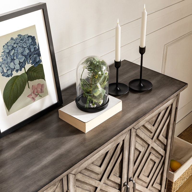Phelan Traditional 60'' W Distressed Sideboard with Adjustable Shelves, Gray
