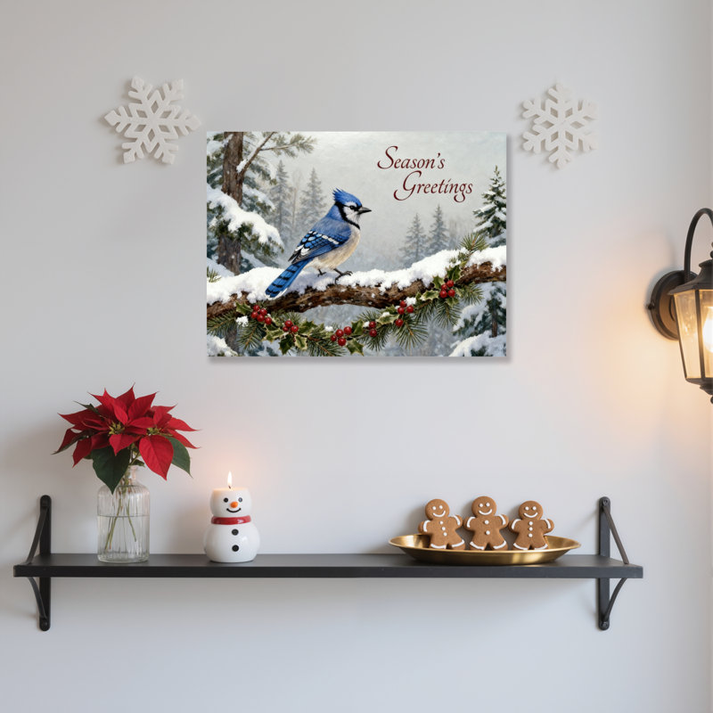 «Winter Bird Scene», art mural, H 24 po x l 36 po