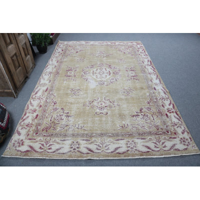Grand tapis turc rétro Oushak à motifs floraux orientaux pour la salle à manger et les espaces de vie