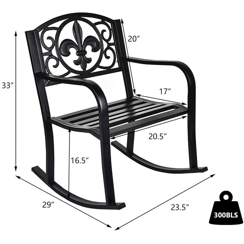 Chaise berçante d'extérieur Akshara, Noir